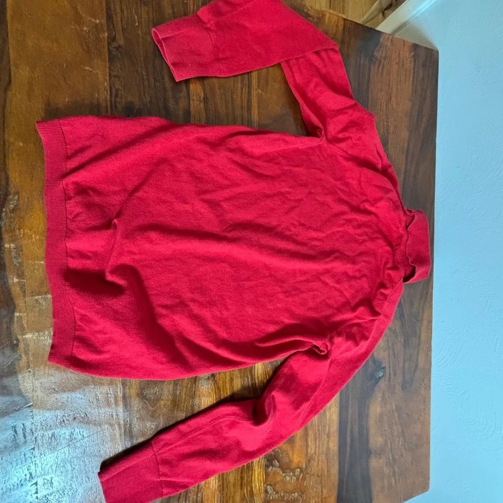Talbots Red Turtleneck Sweater Long Sleeve Button Cuff Cotton Modal Small VN5272